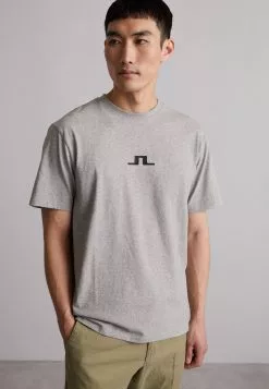 J.LINDEBERGDARCY LOGO TEE - T-shirt Med Print - Light Grey Melange